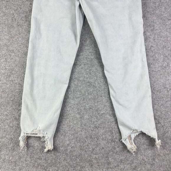 American Eagle Curvy Mom Jeans Womens 4R Light Wash Shark Bite Hem Stretch Denim - Picture 9 of 16